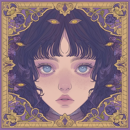 Bordered Grey Avant girl mute Purple Gold Anime Unisex Tee
