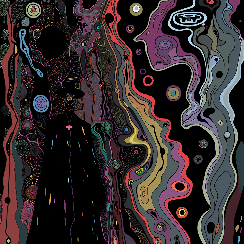 Color Shadow Silhouette Horror Oil Spill Psychedelic Unisex Tee