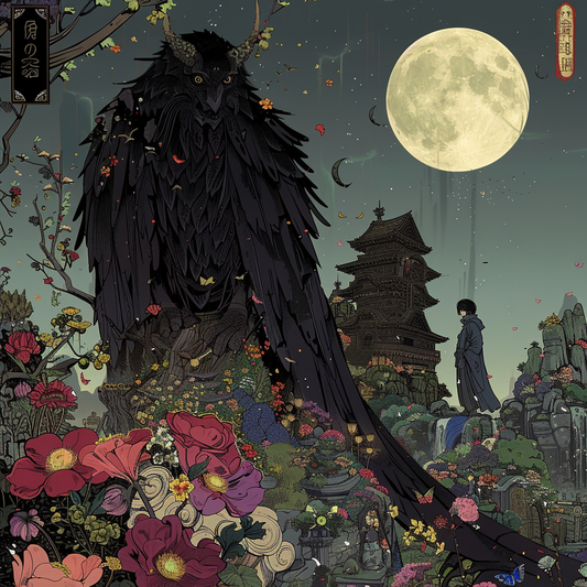 Woods Black Japan Beast Creature Moon Unisex Tee