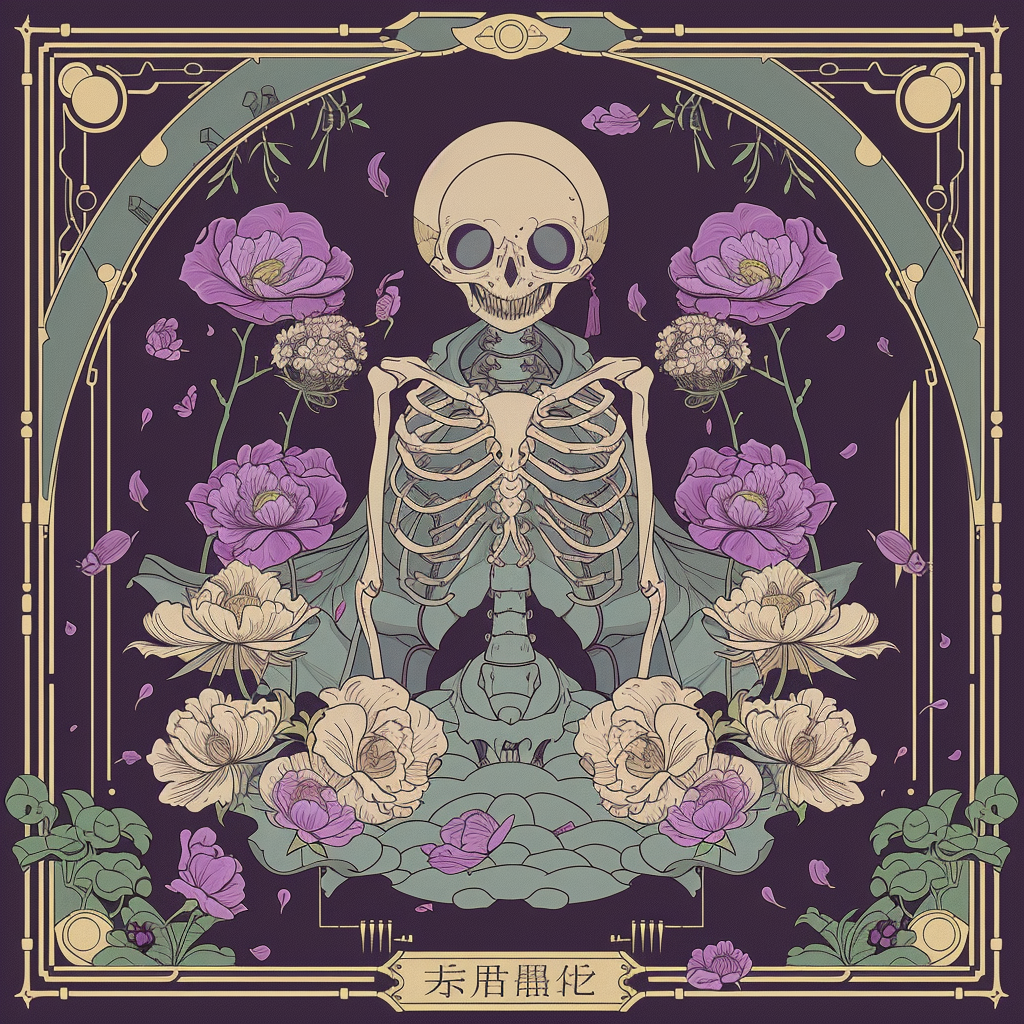 Floral Skull Grey Purple Border Tee Unisex Tee