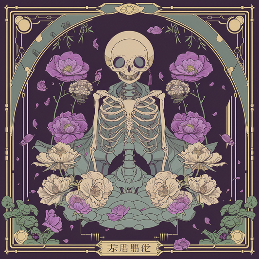 Floral Skull Grey Purple Border Tee Unisex Tee