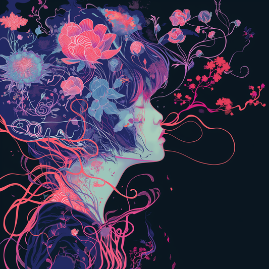 Floral Wire Girl Anime Unisex Tee