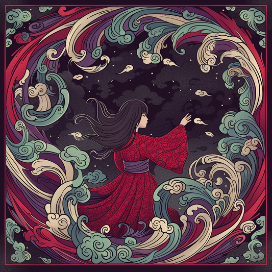 Wave Girl Swirl Avant Kimono Anime Unisex Tee