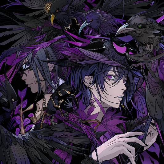 Tengu Crow Purple Anime Man Unisex Tee