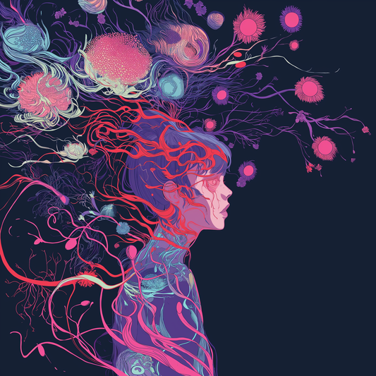 Full Floral Wire Uv Avant Anime Girl right side Unisex Tee