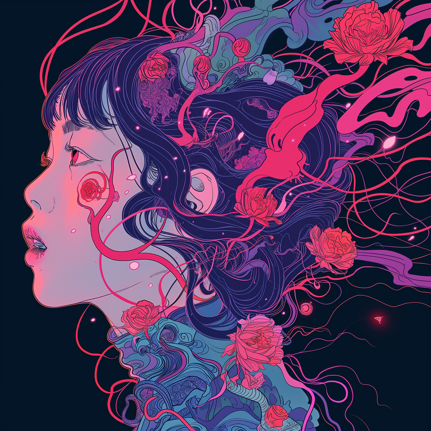Wire Floral Vines UV Anime Avant Unisex Tee