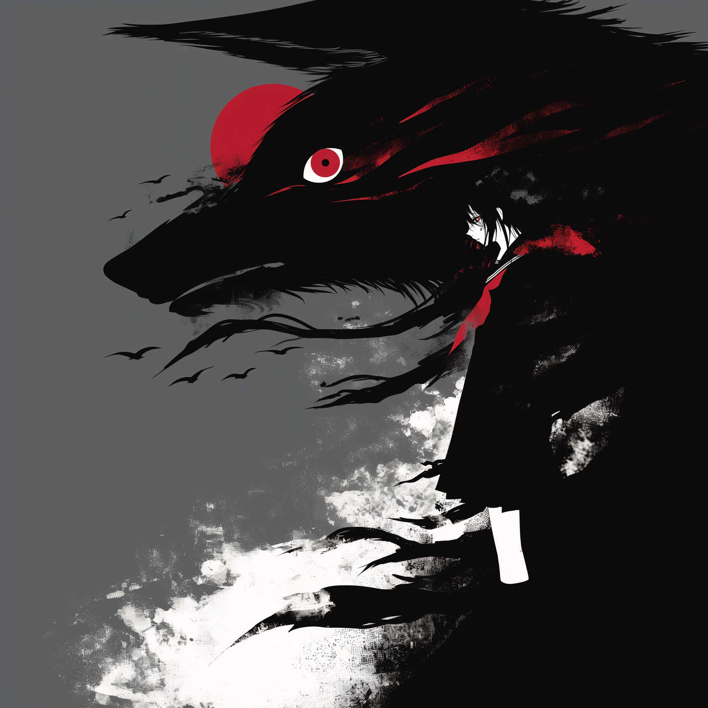 Shadow Self Anime Profile Red Eye Moon Unisex Tee