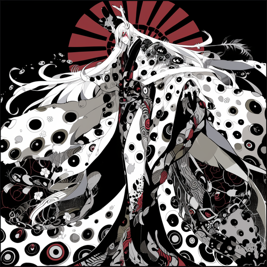 White Wolf Yokai Man Cloak Long Hair Unisex Tee