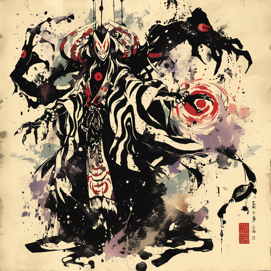 Ink Abstract Yokai Kimono Man Japan Anime Unisex Tee