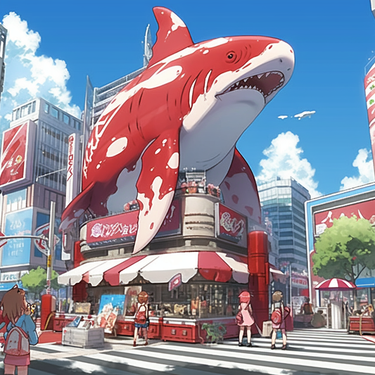 Spotted Shark City Scape Anime Mooms Crush Unisex Tee