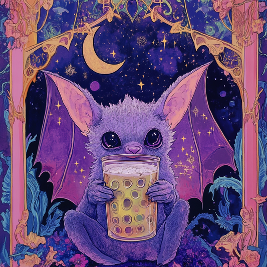 Bat Tea All the Rave UV Pastel Purple Crescent Border Unisex Tee