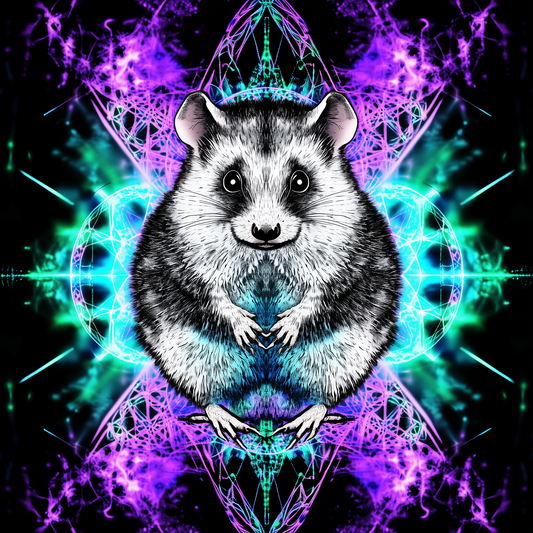 Purple Teal Opossum Fractal Reflection Festival Unisex Tee