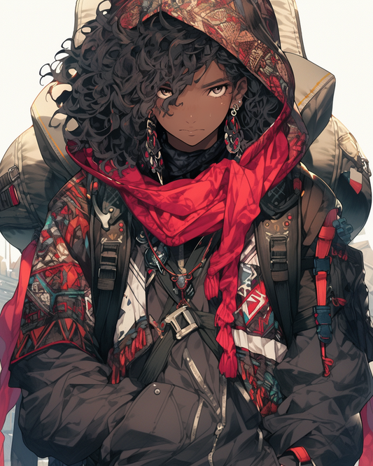 Rustic Cloaked Anime Man Steampunk Unisex Tee