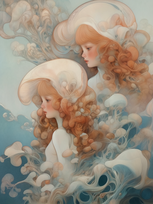 Jelly fish Cloud Doll Anime Avant lady Goddess Water Unisex Tee