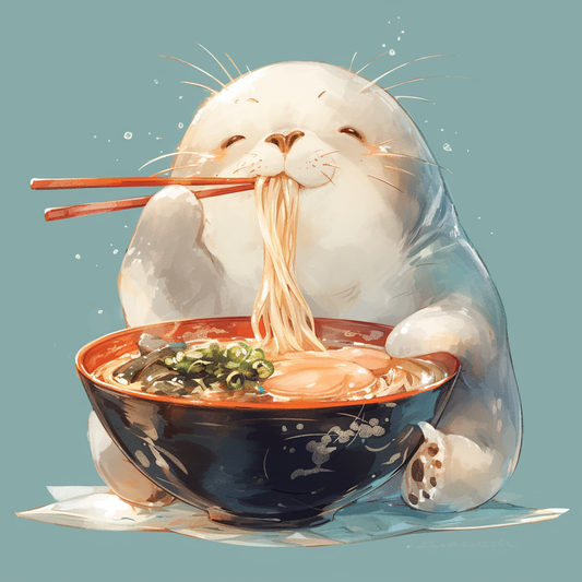 Happy Seal Eating Ramen Unisex Tee