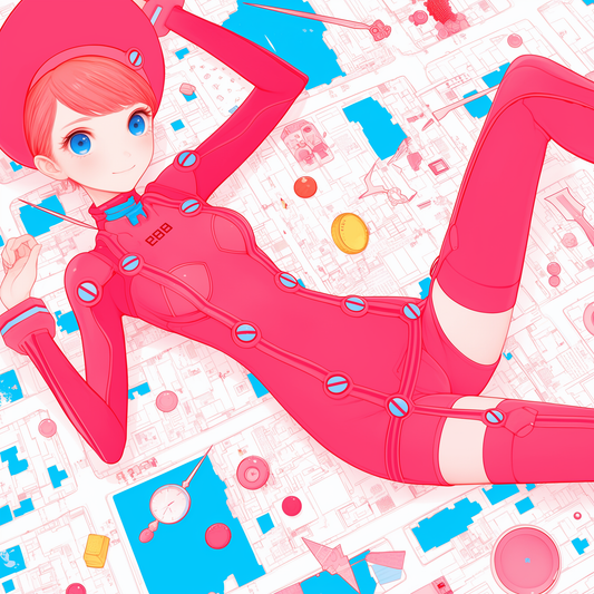 Red Meca Anime Girl bubbly Unisex Tee
