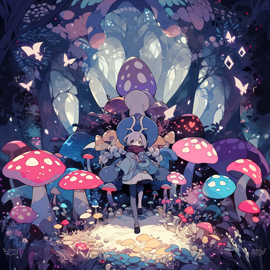 Shroom Forest girl bird Woodland Unisex Tee