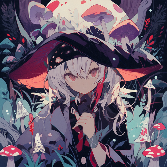 Hat Closeup Fractal White Hair Anime Shroom Cottage Forest woodland Unisex Tee