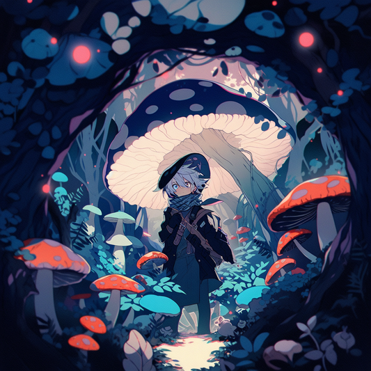 Dark Shroom Cottage White Cloak Anime Character Fall Forest Unisex Tee