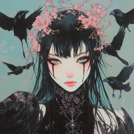 Crow Maiden Gothic Anime Unisex Tee