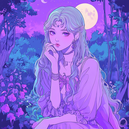 Anime Woodland Pastel Moon Maiden Unisex Tee