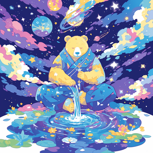Bear Space Drip Color Pond Unisex Tee