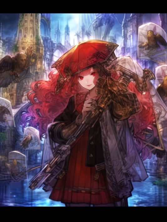 Rain Anime Lady Dress hat umbrella Lolita Goth