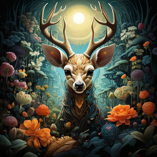 Forest Night Deer Moon Unisex Tee