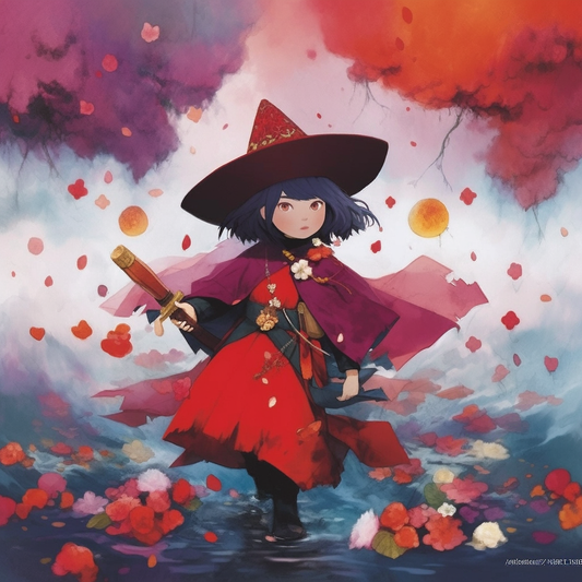 Girl Witch Fall Orange Red Broom Anime Unisex Tee