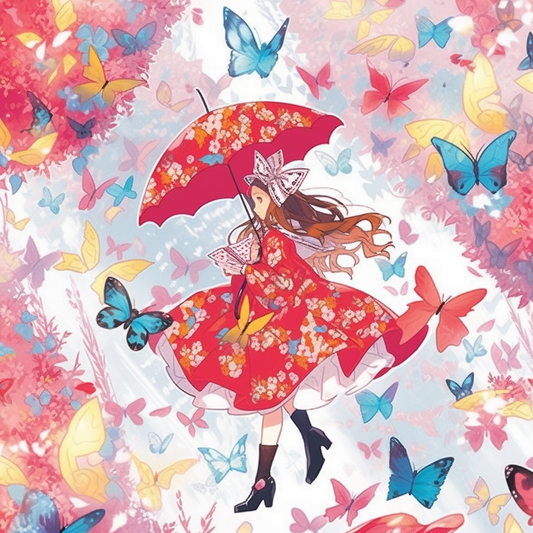 Alice Butterfly Red Pastel Anime Unisex Tee – Vibrant Japanese-Inspired Graphic T-Shirt