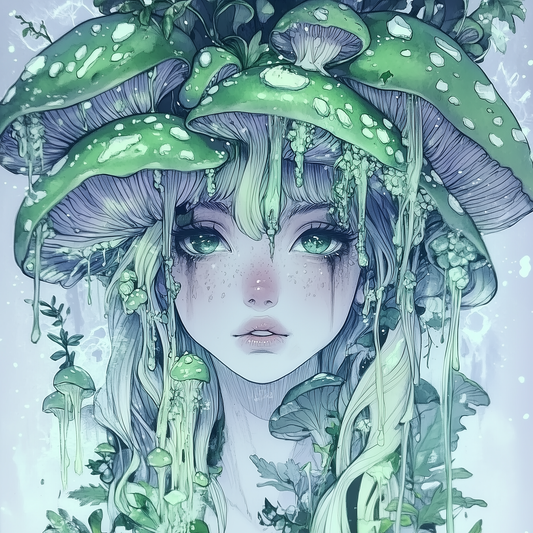 Green Mint Cottage Fungi Spotted Shroom Woodland Cottagecore Fairy