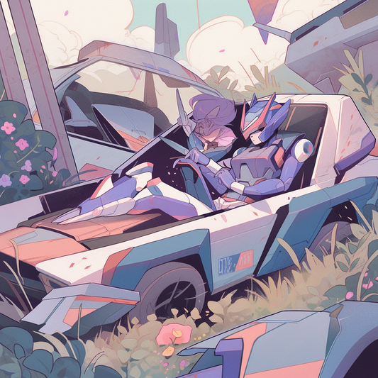Car Mecha Fractal Anime Wierdcore Pink Lilac Greys Unisex Tee