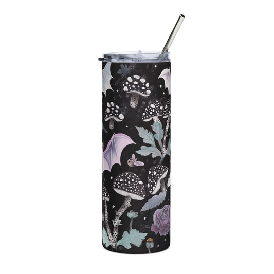 Bat Pastel Kawaii Purple Black Roses Fall Symmetry Cottage Core Goth Drip Stainless steel tumbler