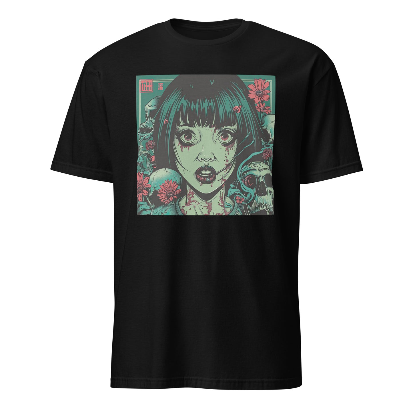 Brutalism Green Face Anime Skull Girl Tattoo Red Floral Unisex Tee