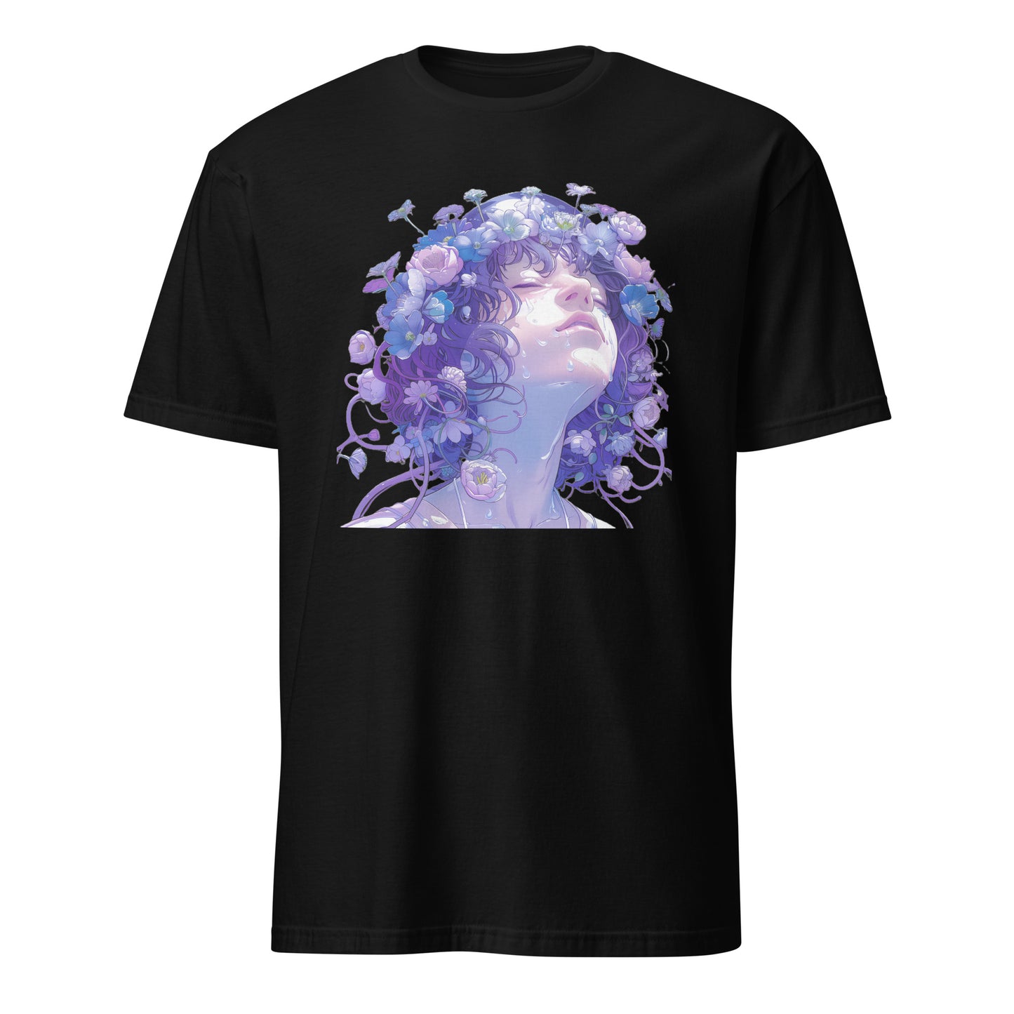 Blue Purple Floral Water Drip Face Woman Goddess LadyUnisex Tee