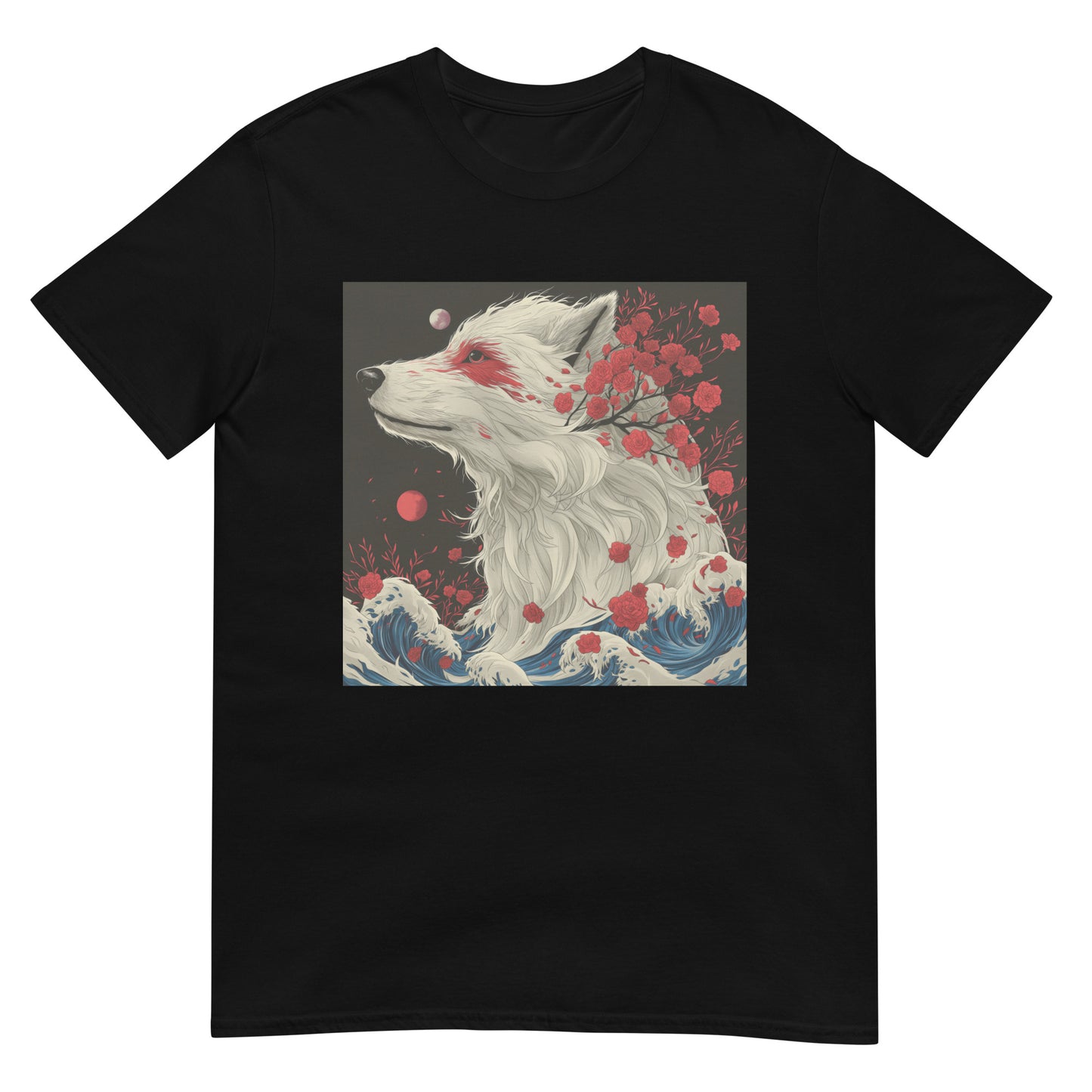 Wolf Floral Moon Wave Japan Unisex Tee