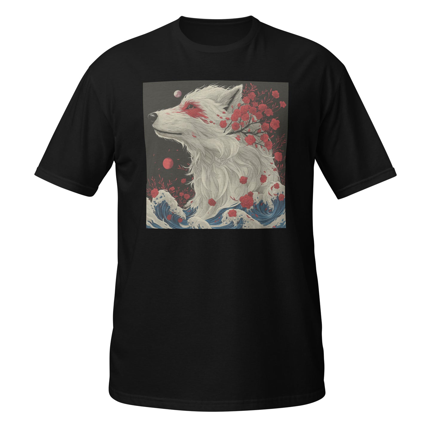 Wolf Floral Moon Wave Japan Unisex Tee