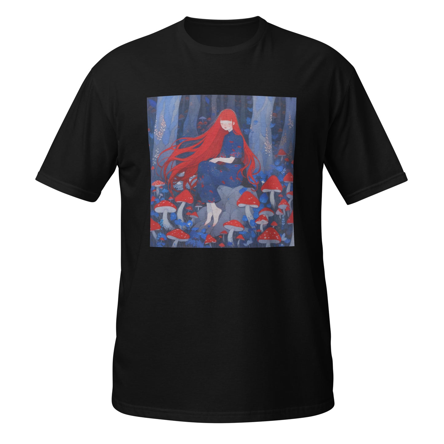 Red Haired Mushroom Forest Fairy Lady Unisex Tee