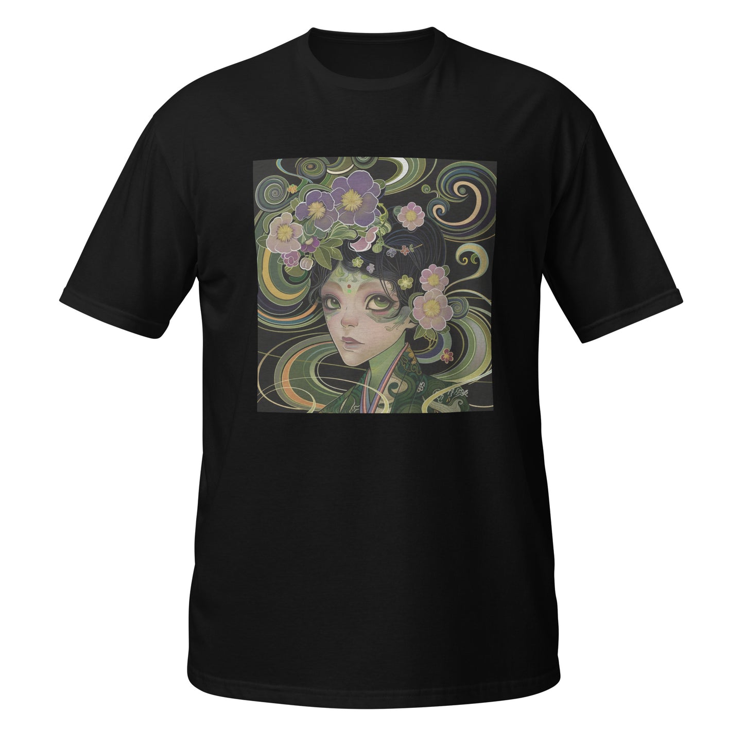 Green Avant Fairy Pixie Kimono Anime lady Swirl Unisex Tee