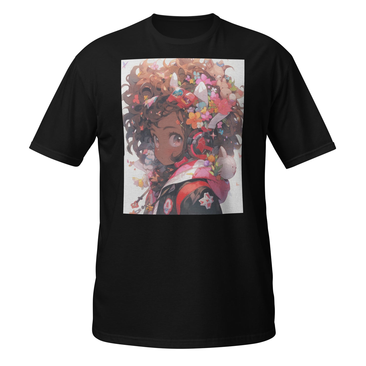 Anime Girl Kawaii Color Pop Unisex Tee – Tan Curly Hair Graphic T-Shirt on Soft Cotton