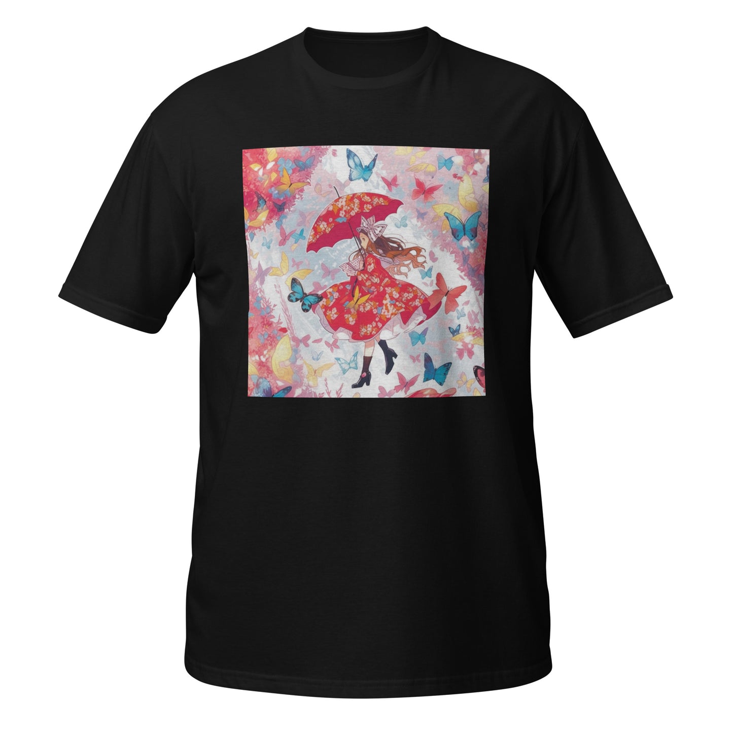 Alice Butterfly Red Pastel Anime Unisex Tee – Vibrant Japanese-Inspired Graphic T-Shirt