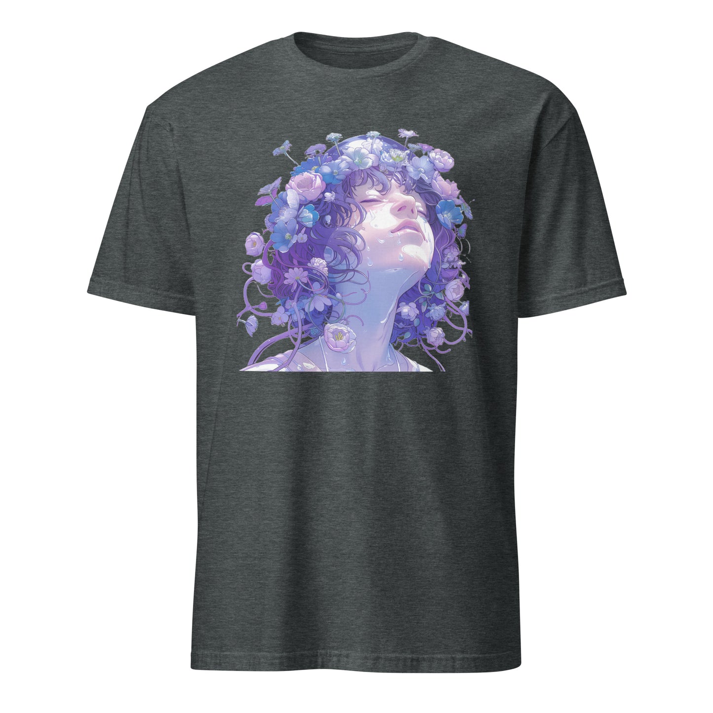 Blue Purple Floral Water Drip Face Woman Goddess LadyUnisex Tee