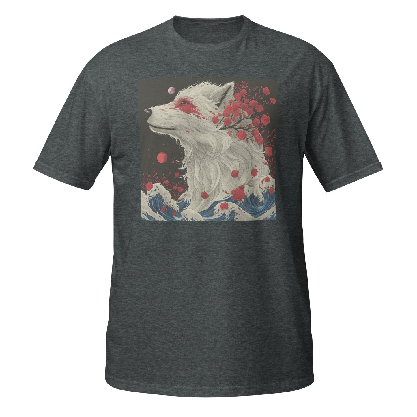 Wolf Floral Moon Wave Japan Unisex Tee