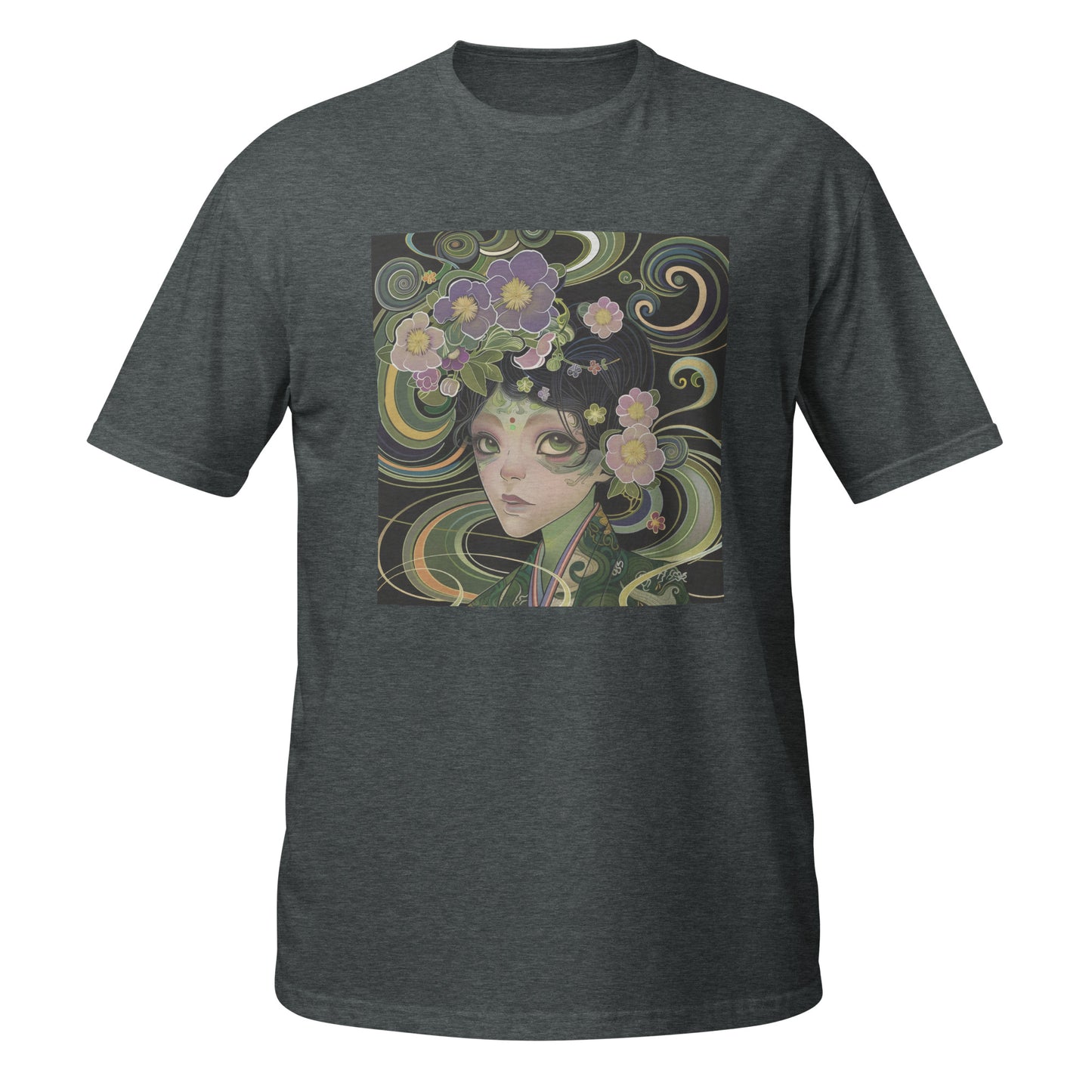 Green Avant Fairy Pixie Kimono Anime lady Swirl Unisex Tee