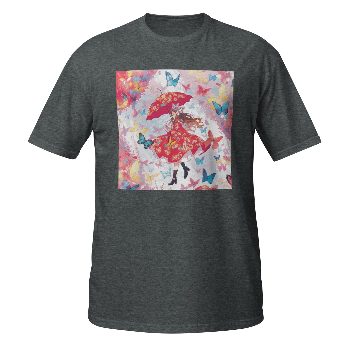 Alice Butterfly Red Pastel Anime Unisex Tee – Vibrant Japanese-Inspired Graphic T-Shirt