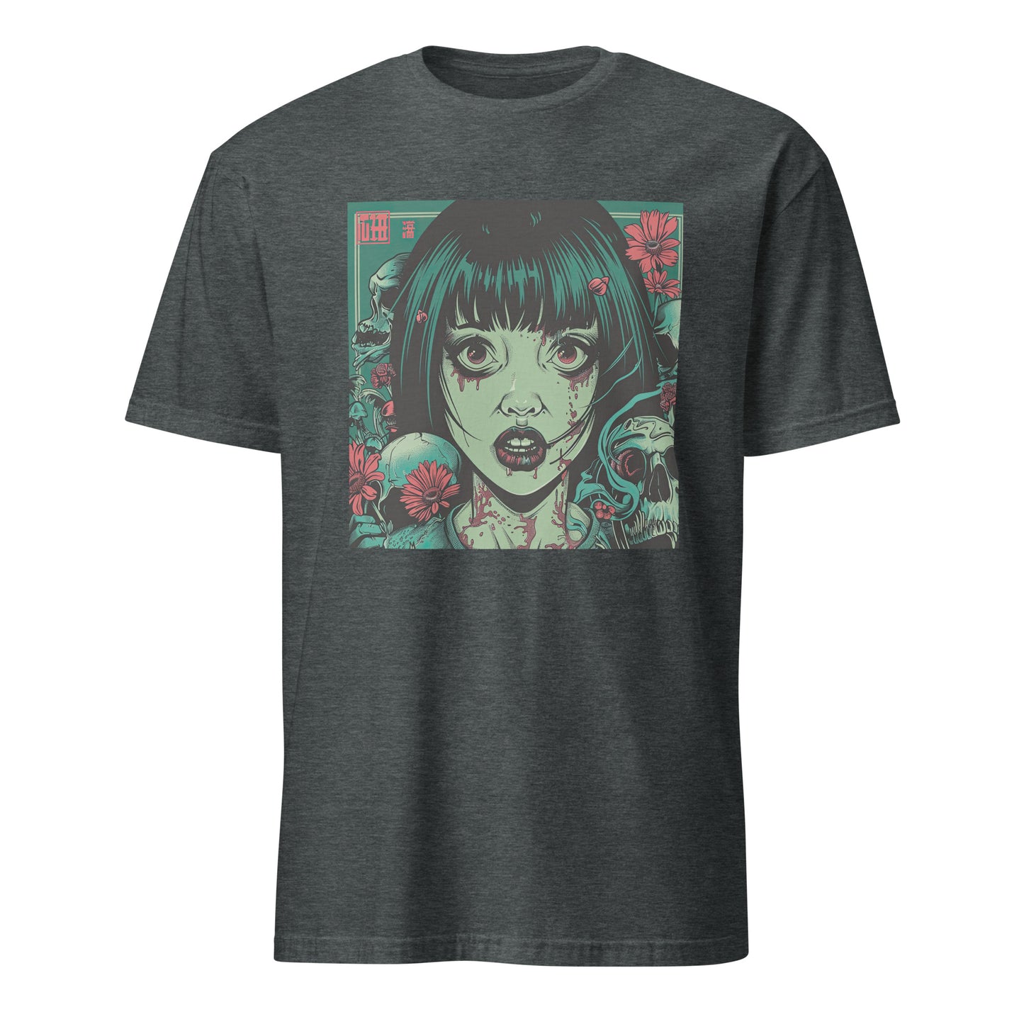 Brutalism Green Face Anime Skull Girl Tattoo Red Floral Unisex Tee