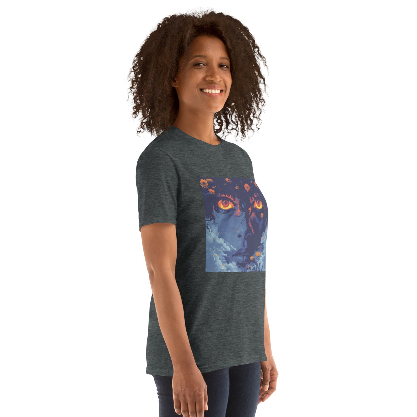 Blue Glow Eye Face in Clouds Reflection Sky Azul NavyUnisex Tee