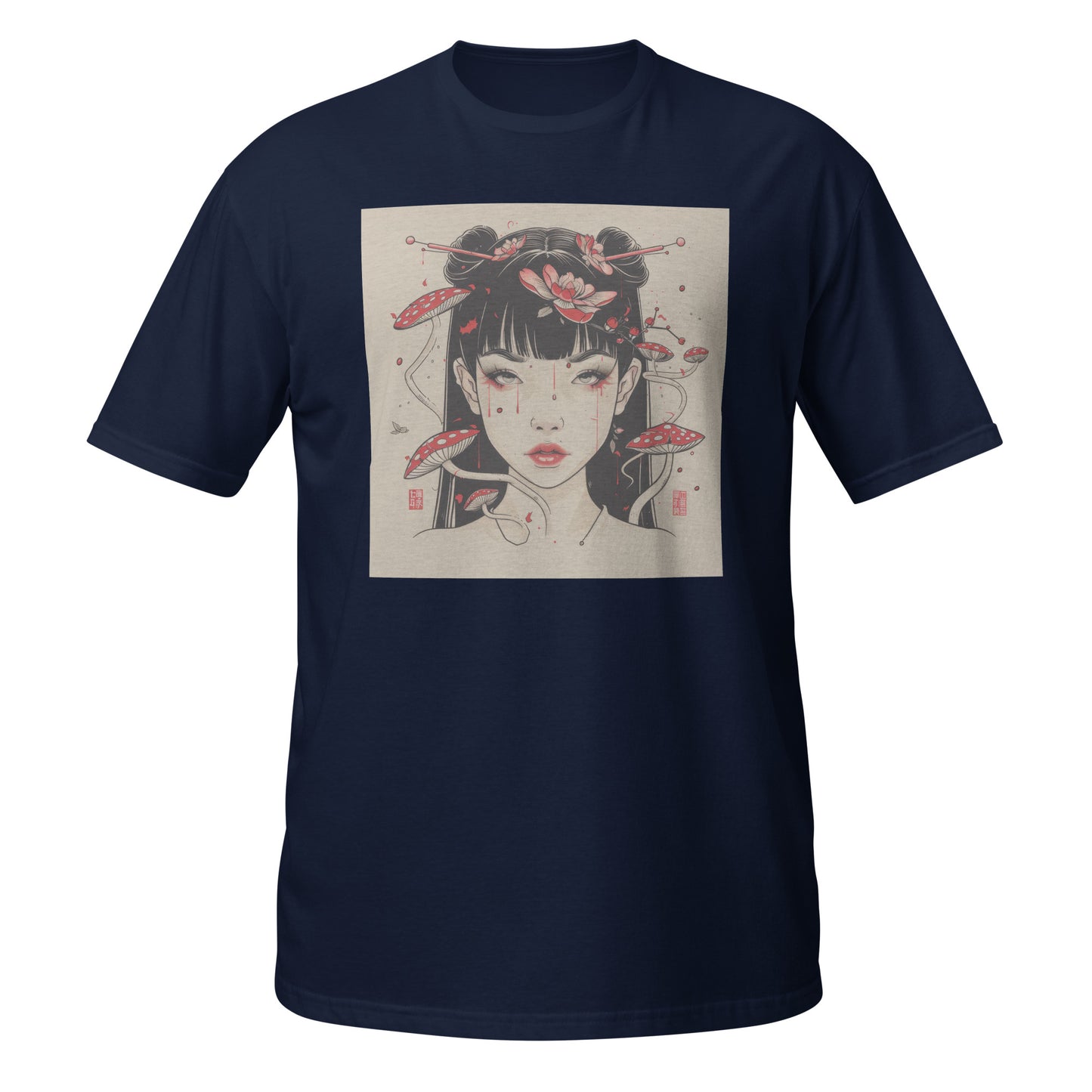 Sepia Mushroom Ink Tattoo Anime Girl Unisex Tee