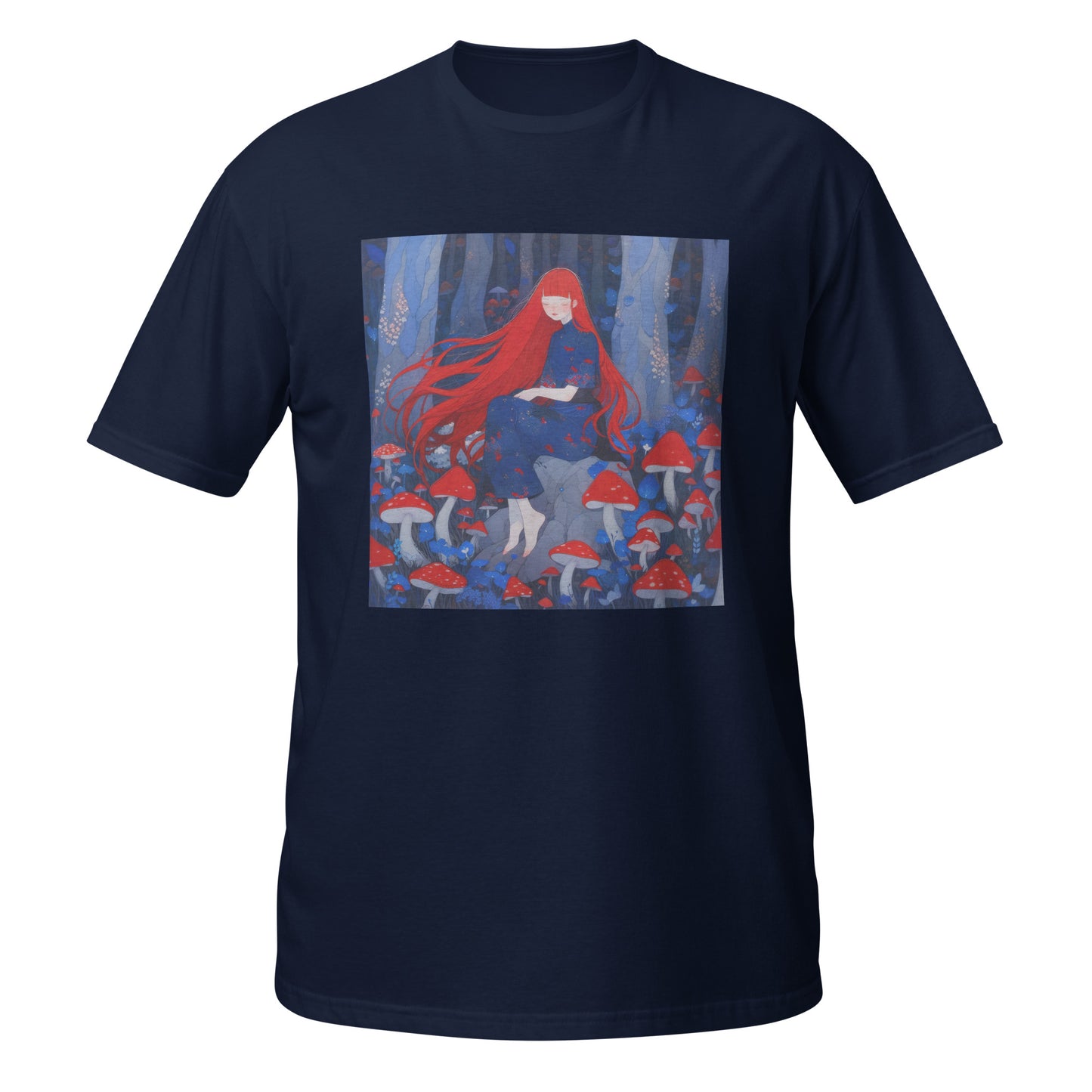 Red Haired Mushroom Forest Fairy Lady Unisex Tee