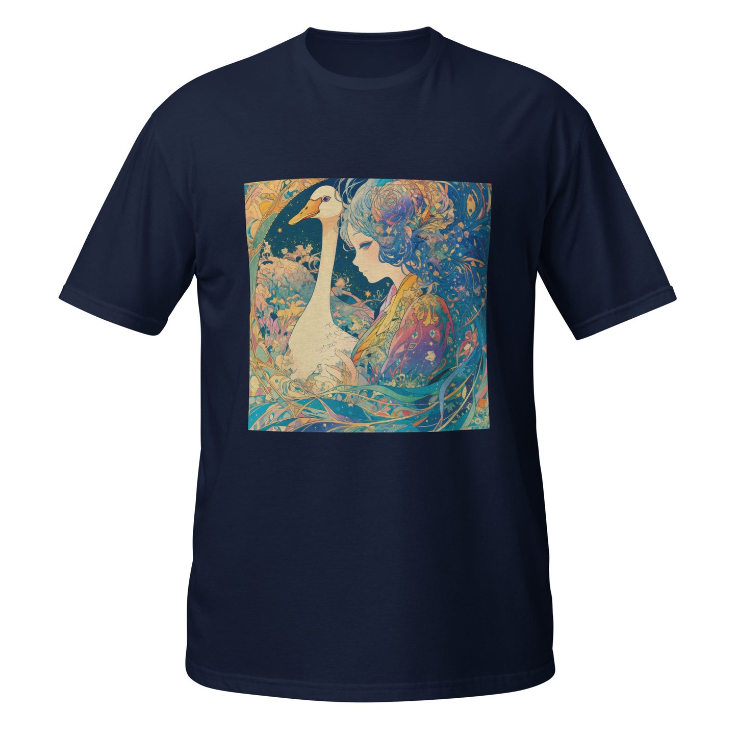 Avant Goose Lady Blue Rustic Teal Gold Anime Unisex Tee